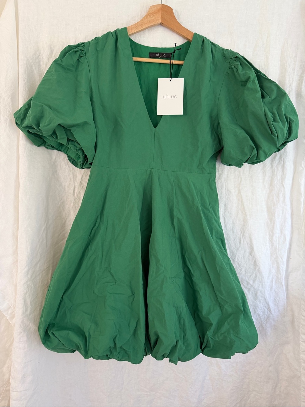 NWT DELUC Mini Dress Palma Bubble Hem Cotton Poplin Dress Small